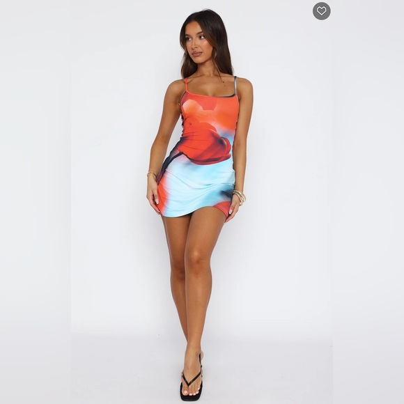 NWT White Fox Blue/Orange Swirl Maybe Later Mini Dress - Picture 5 of 9